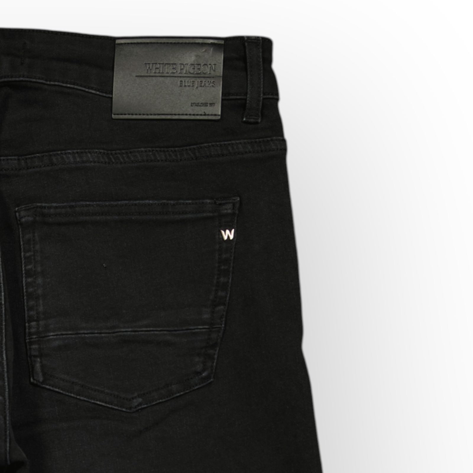 JWPB2009-116 PANTALON JEAN SLIM FIT EN DENIM NOIR COTON STRETCH – Image 3