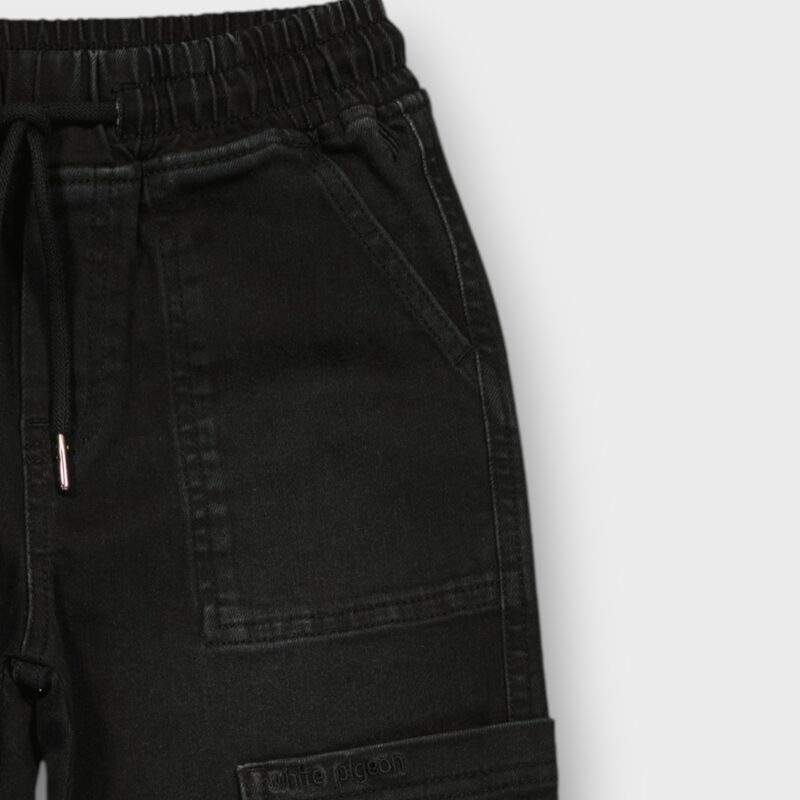 PANTALON CARGO CEINTURE ELASTIQUE EN DENIM STRETCH