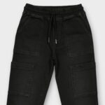 PANTALON CARGO CEINTURE ELASTIQUE EN DENIM STRETCH – Image 3