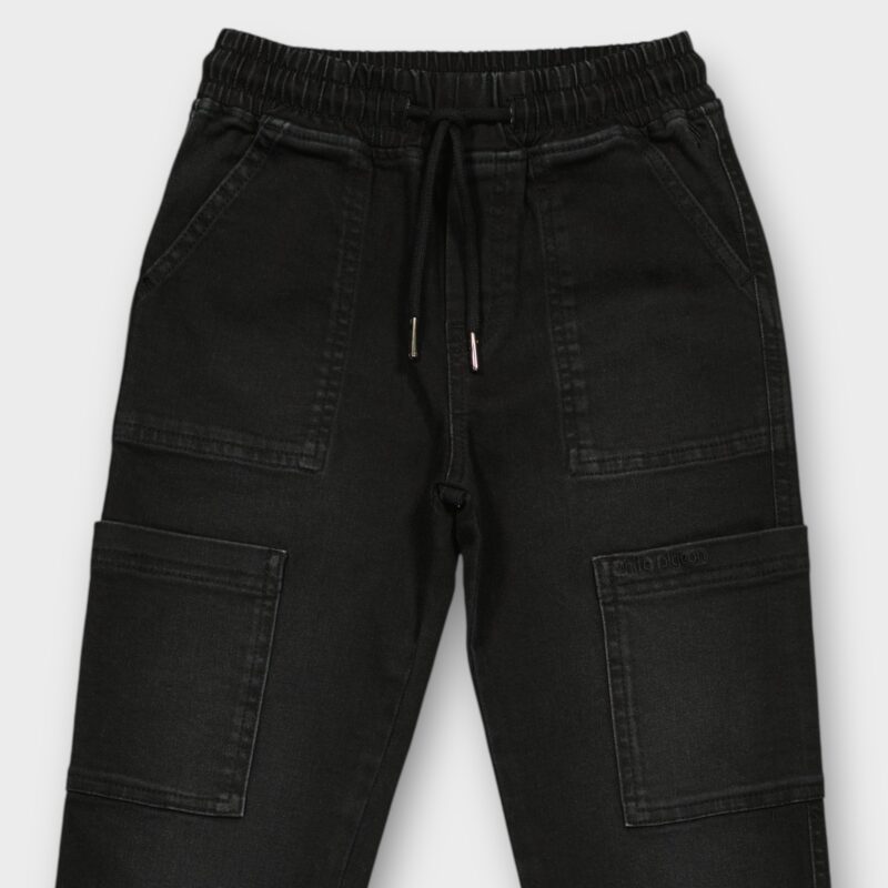 PANTALON CARGO CEINTURE ELASTIQUE EN DENIM STRETCH