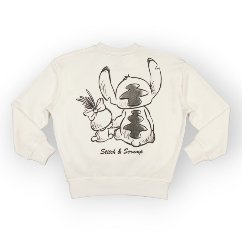 Sweat fillette col rond molleton 100 % coton imprimé Stitch