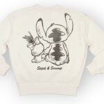 Sweat fillette col rond molleton 100 % coton imprimé Stitch