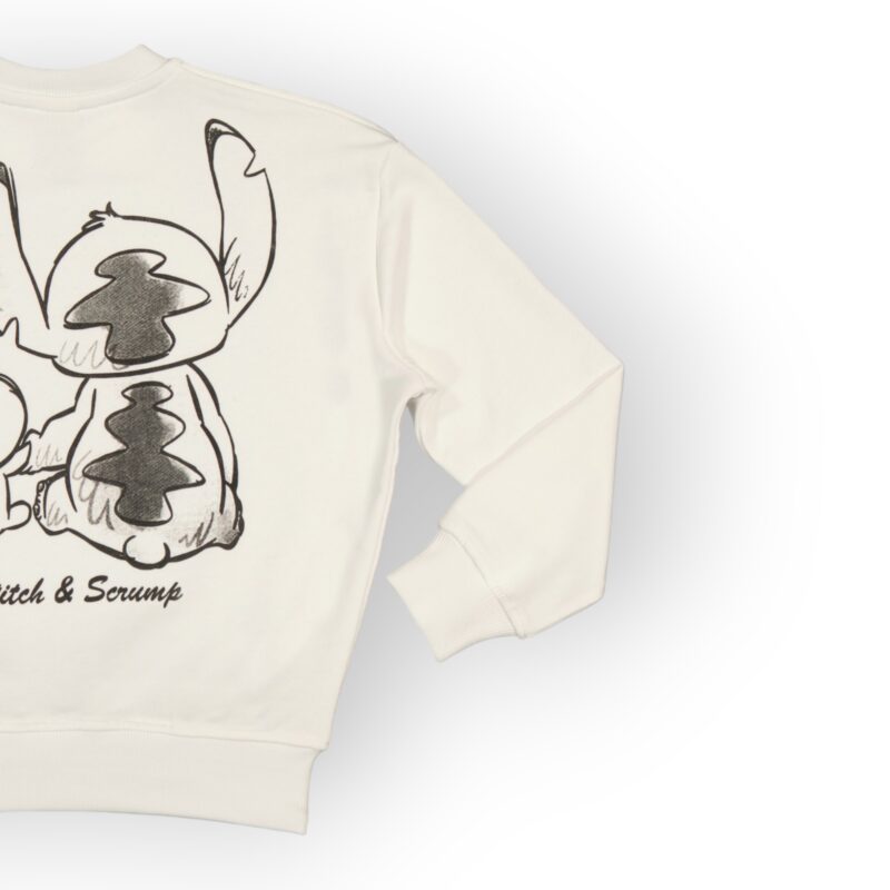 Sweat fillette col rond molleton 100 % coton imprimé Stitch