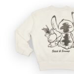 Sweat fillette col rond molleton 100 % coton imprimé Stitch