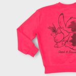 Sweat fillette col rond molleton 100 % coton imprimé Stitch