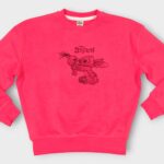Sweat fillette col rond molleton 100 % coton imprimé Stitch