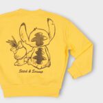 Sweat fillette col rond molleton 100 % coton imprimé Stitch