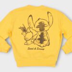 Sweat fillette col rond molleton 100 % coton imprimé Stitch