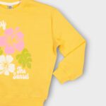 Sweat fillette col rond molleton 100 % coton imprimé bouquet de fleurs