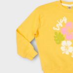 Sweat fillette col rond molleton 100 % coton imprimé bouquet de fleurs
