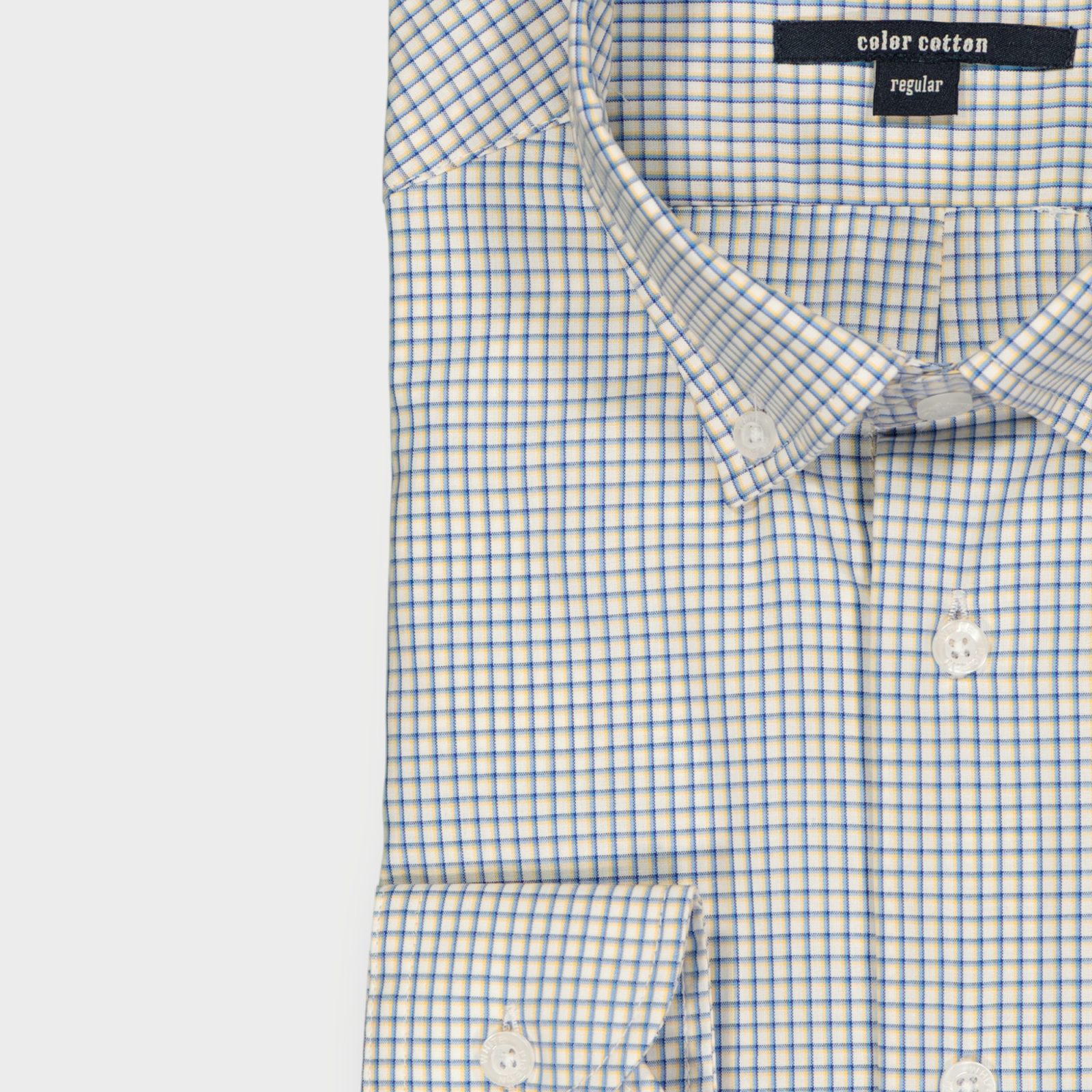 WPCHH021-C2 BLEU JAUNE (3) CHEMISE COTTON REGULAR – Image 3