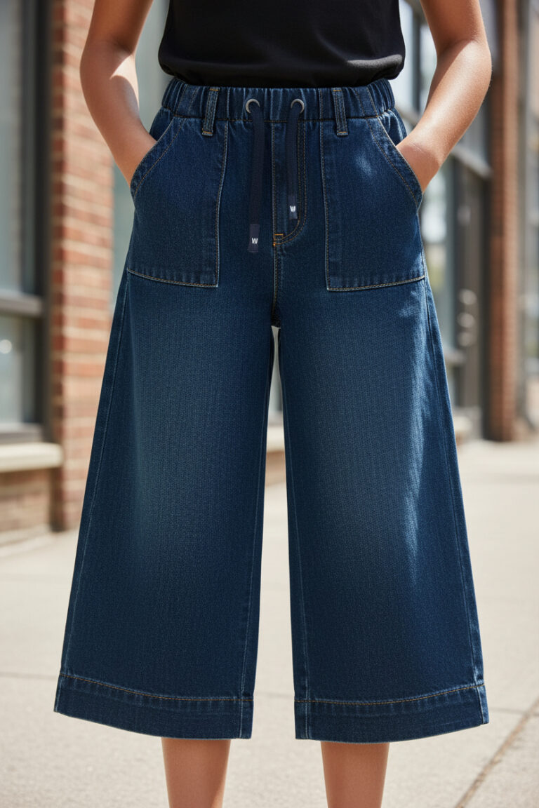 PANTALON JEANS FILLETTE CEINTURE ELASTIQUE ET CORDON