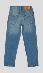 JEAN ENFANT BLEU A JAMBES FUSELEES,BRODE