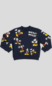 Sweat garçon col rond molleton 100 % coton imprimé Mickey Mouse
