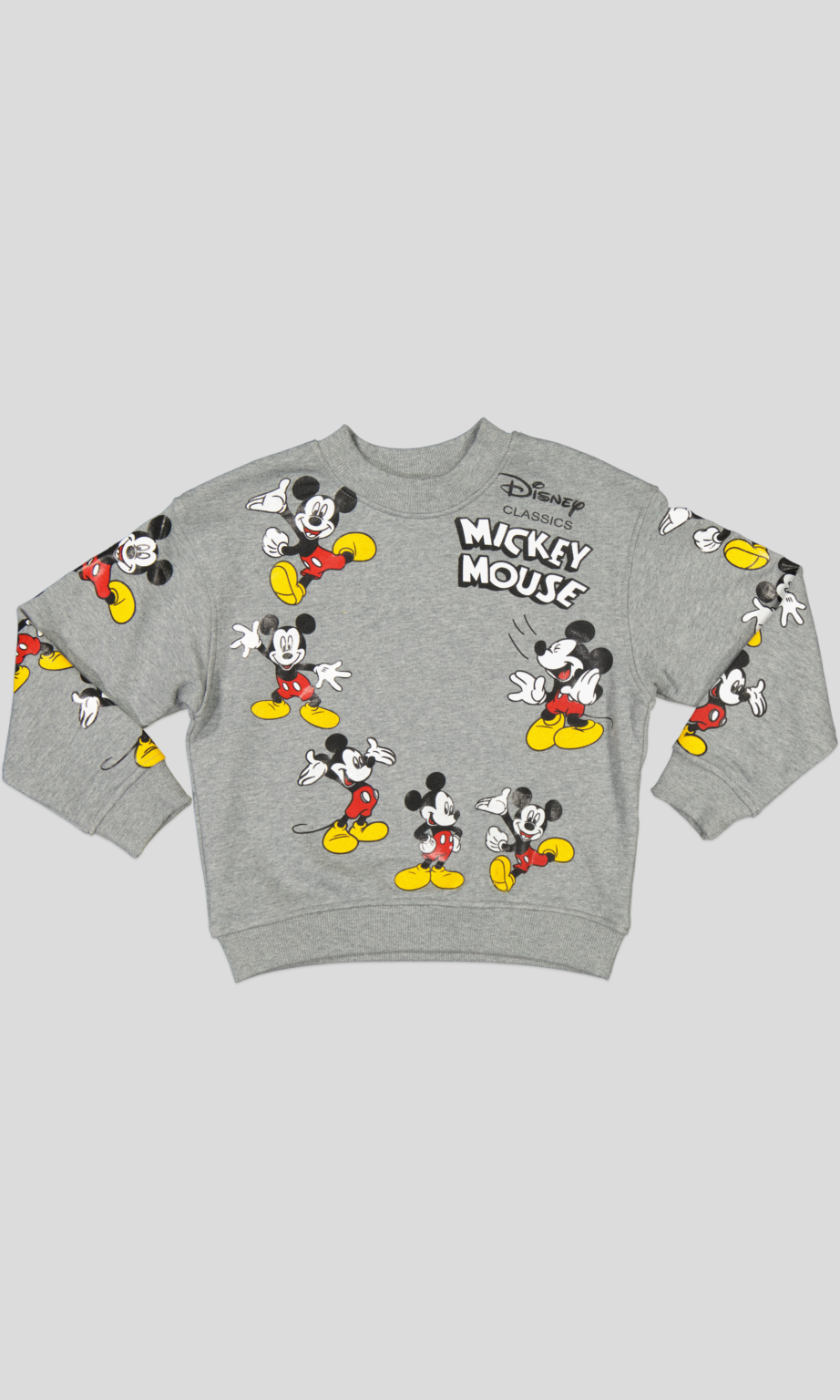 Sweat garçon col rond molleton 100 % coton imprimé Mickey Mouse