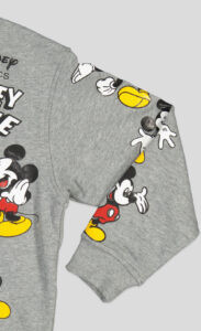 Sweat garçon col rond molleton 100 % coton imprimé Mickey Mouse
