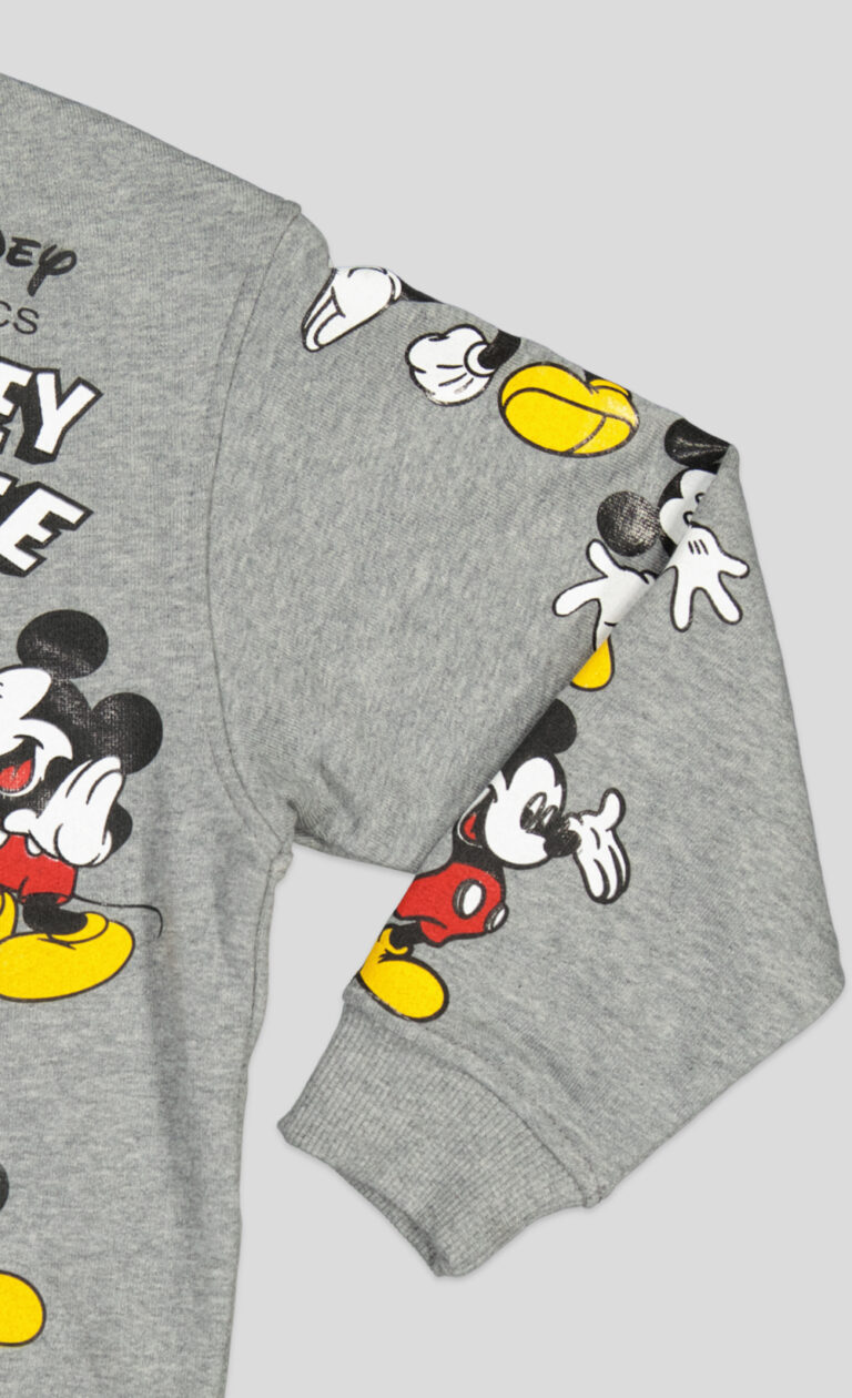 Sweat garçon col rond molleton 100 % coton imprimé Mickey Mouse