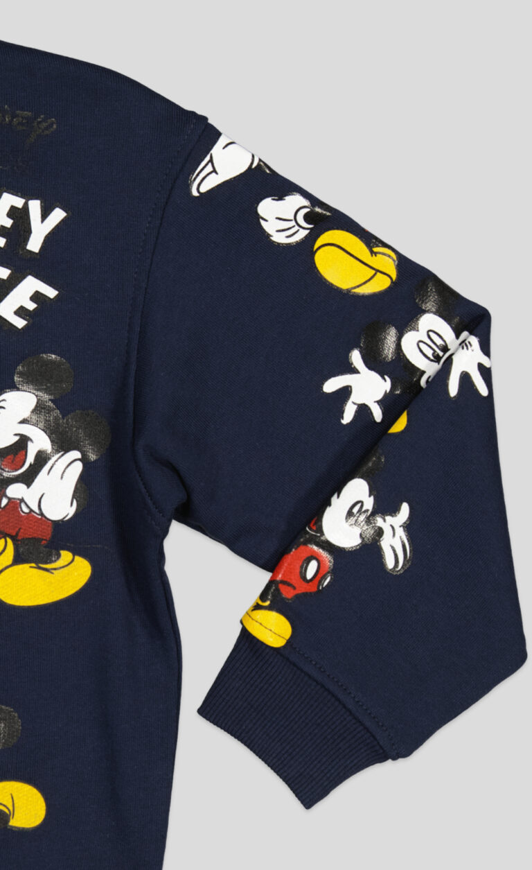Sweat garçon col rond molleton 100 % coton imprimé Mickey Mouse