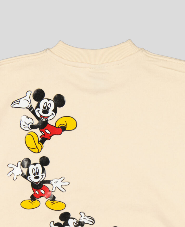 Sweat garçon col rond molleton 100 % coton imprimé Mickey Mouse