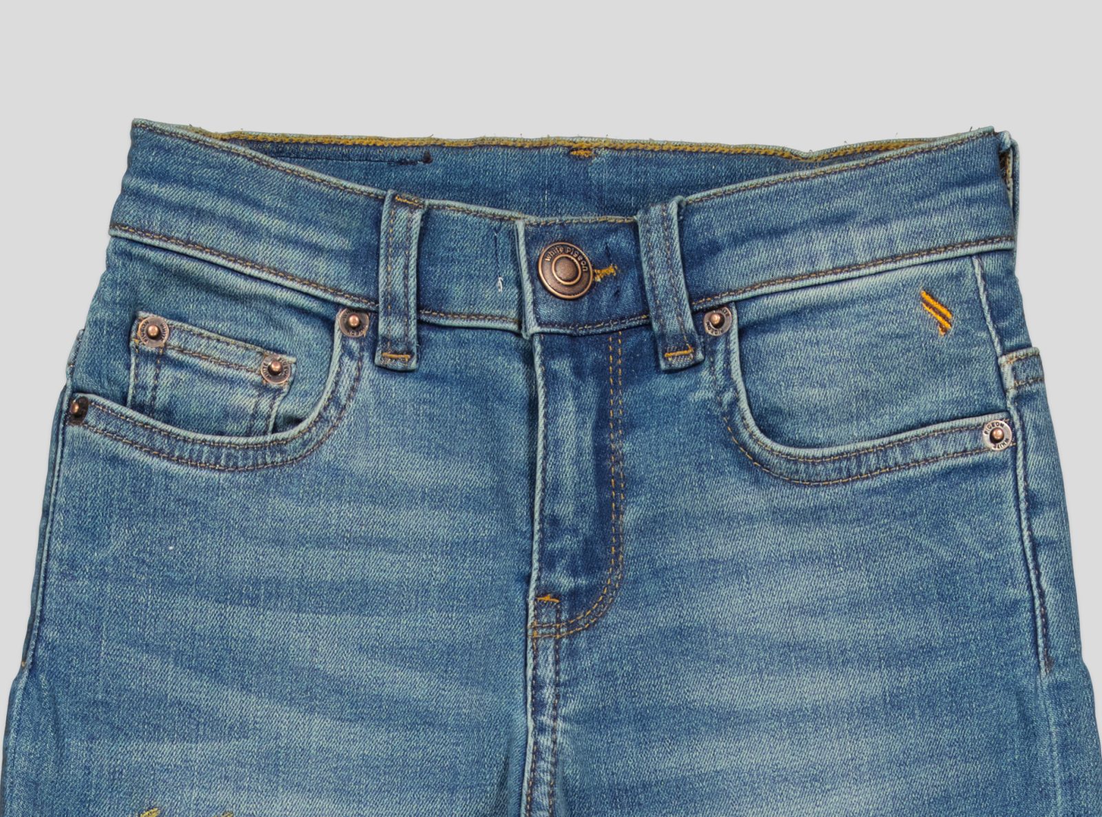 pantalon devant1 det1 JEAN ENFANT BLEU A JAMBES FUSELEES,BRODE – Image 4