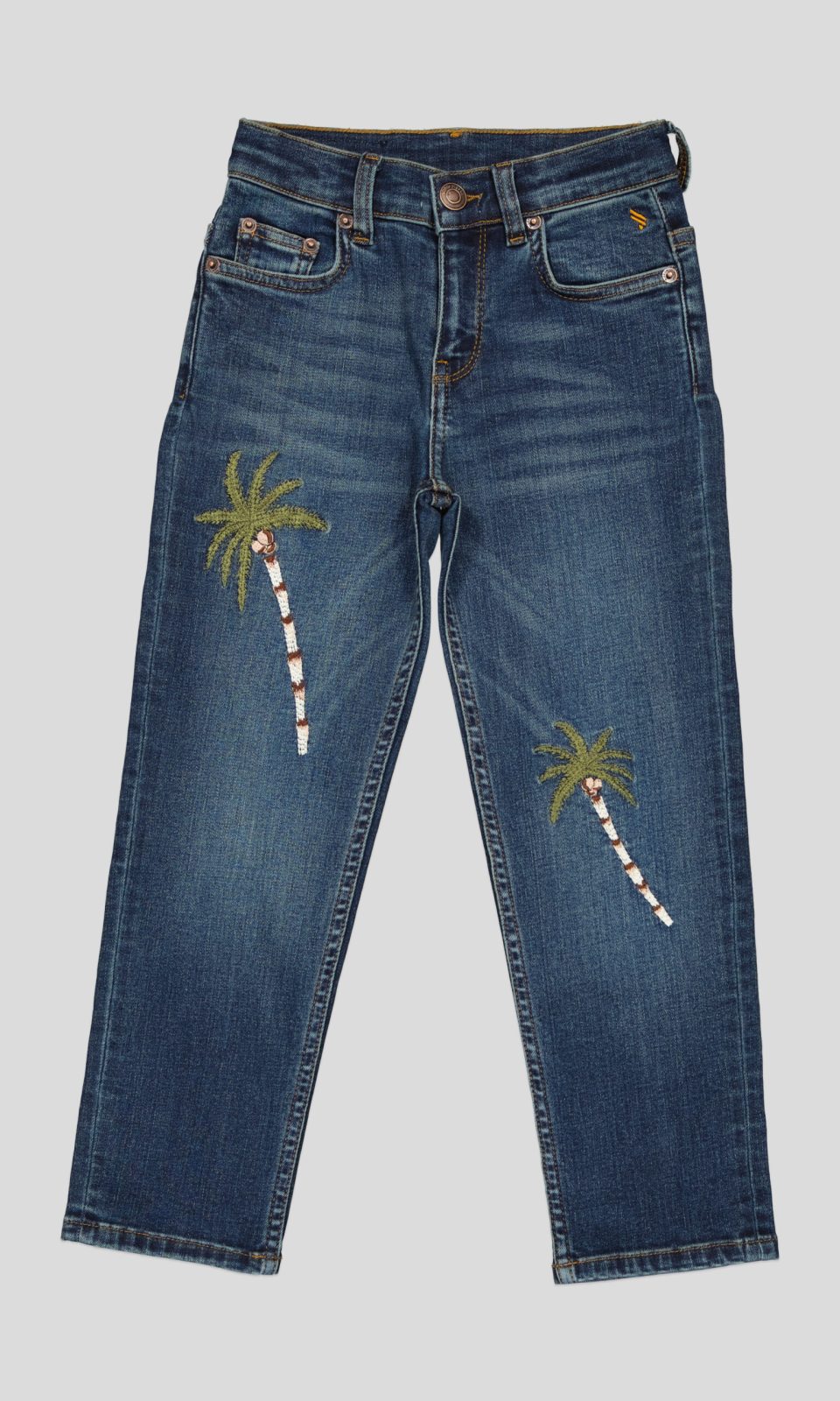 pantalon devant2 JEAN ENFANT BLEU A JAMBES FUSELEES,BRODE – Image 7