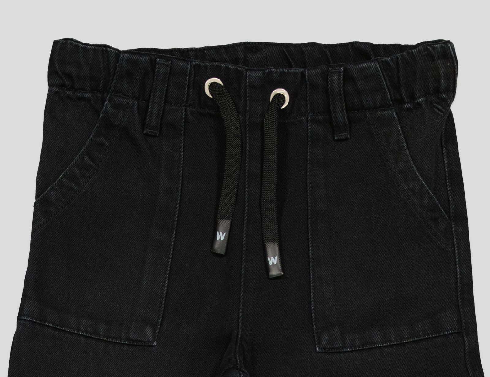 pantalon devant2 det1 PANTALON JEANS FILLETTE CEINTURE ELASTIQUE ET CORDON – Image 5