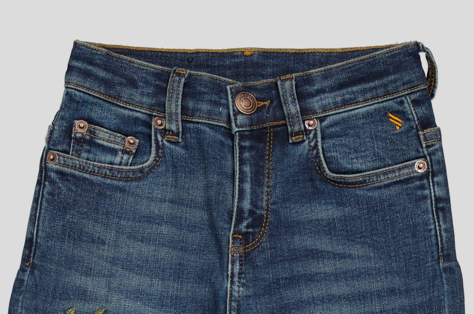 pantalon devant2 det1 JEAN ENFANT BLEU A JAMBES FUSELEES,BRODE – Image 9