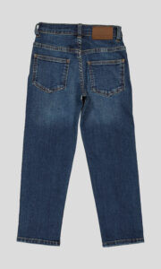 JEAN ENFANT BLEU A JAMBES FUSELEES,BRODE
