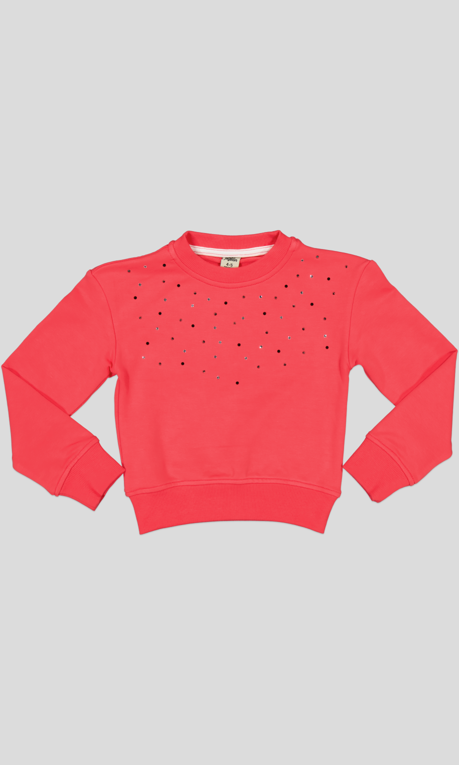 SWEAT COL ROND MOLLETON COTON ELASTHANNE AVEC STRASS