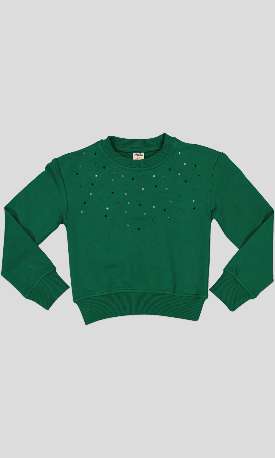 SWEAT COL ROND MOLLETON COTON ELASTHANNE AVEC STRASS