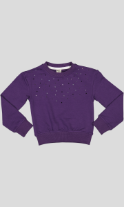 SWEAT COL ROND MOLLETON COTON ELASTHANNE AVEC STRASS