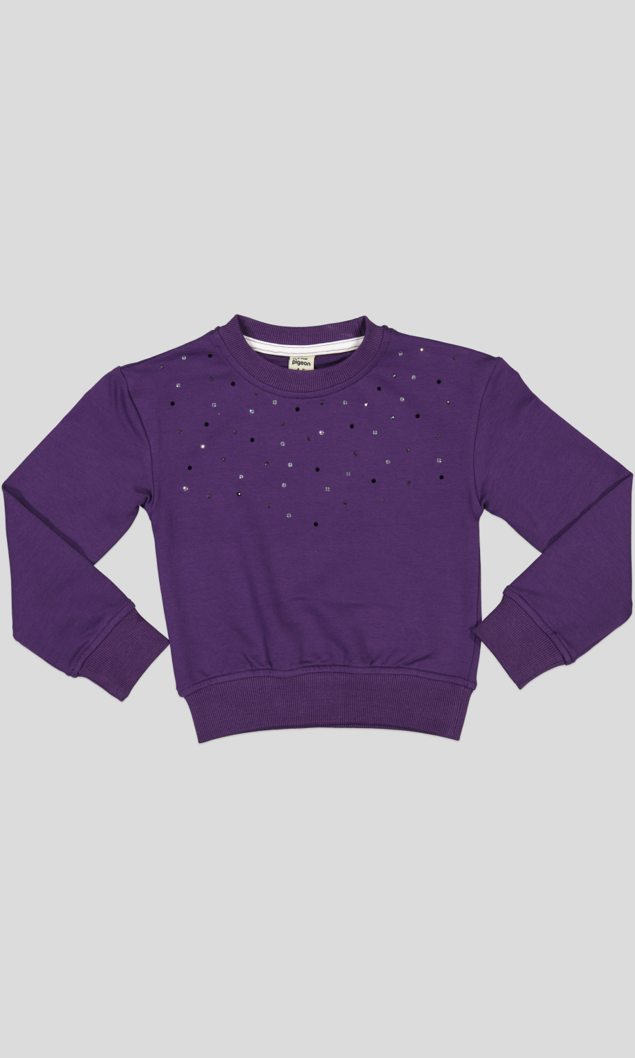 SWEAT COL ROND MOLLETON COTON ELASTHANNE AVEC STRASS