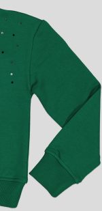 SWEAT COL ROND MOLLETON COTON ELASTHANNE AVEC STRASS
