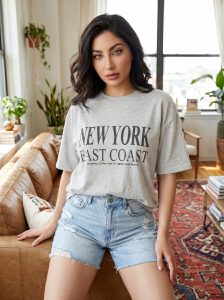 T-SHIRT FEMME OVERSIZE FIT JERSEY 100 % COTTON