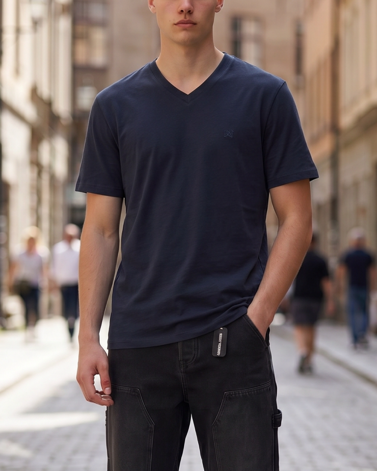 TSHIRT HOMME 100% COTON COL V