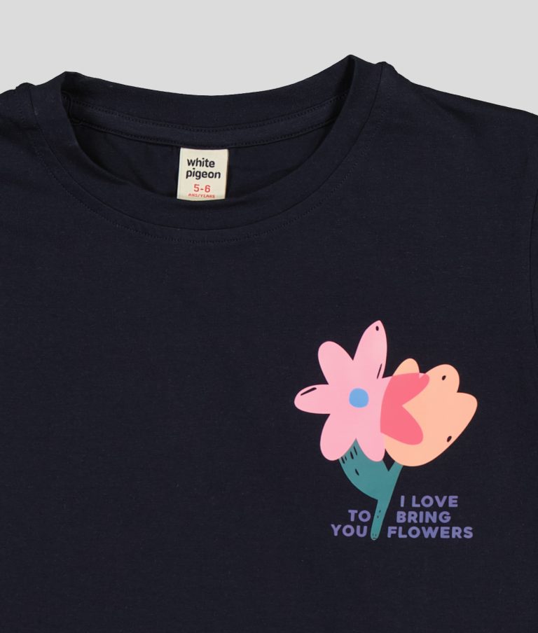 T-SHIRT FILLETTE MANCHE COURTE 100% COTON