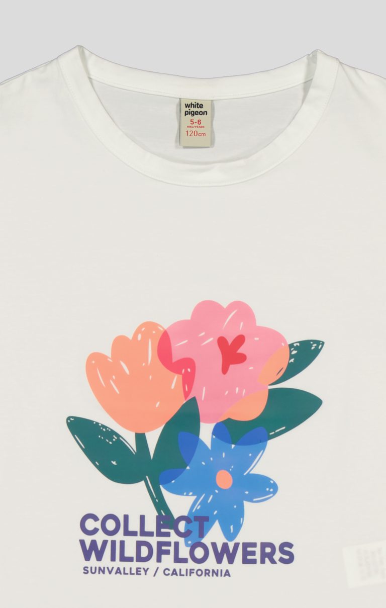 T-SHIRT FILLETTE MANCHE COURTE 100% COTON