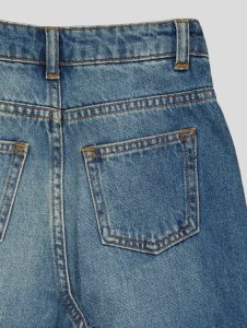 JEAN WIDE LEG FILLETTE TAILLE HAUTE OURLET REVERS 100% COTON
