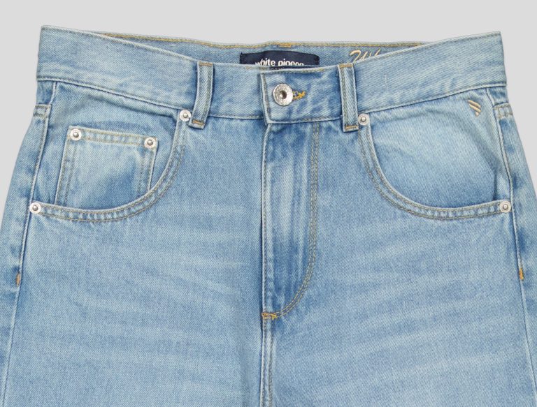 JEAN FEMME TAILLE HAUTECOUPE DROITE LARGE 100% COTON