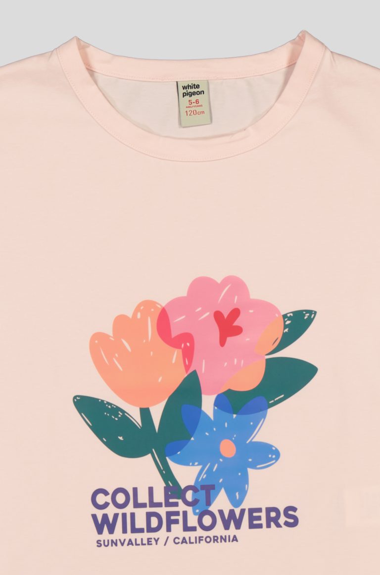 T-SHIRT FILLETTE MANCHE COURTE 100% COTON