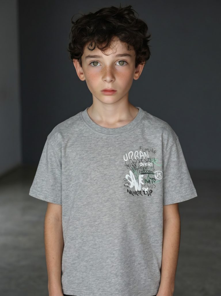T-SHIRT GARCON MANCHE COURTE 100 % COTON