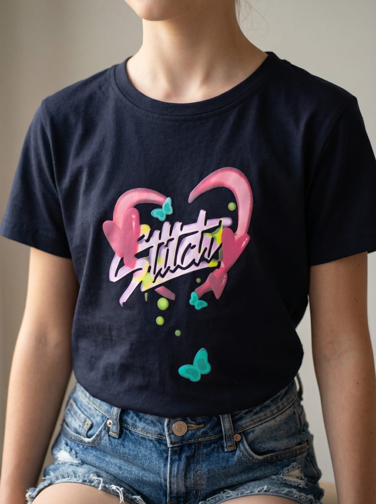 T-SHIRT FILLETTE MANCHE COURTE 100% COTON