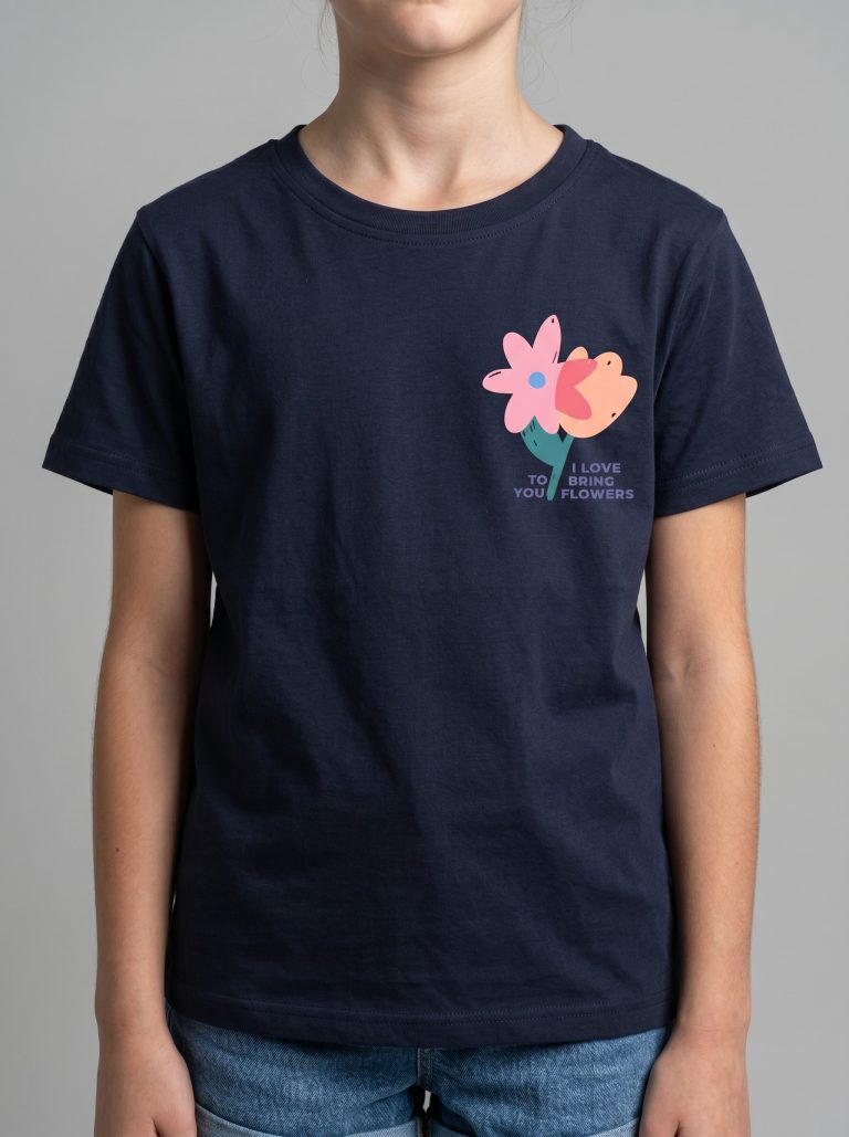 T-SHIRT FILLETTE MANCHE COURTE 100% COTON
