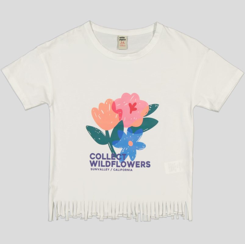 T-SHIRT FILLETTE MANCHE COURTE 100% COTON