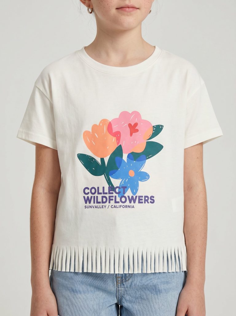 T-SHIRT FILLETTE MANCHE COURTE 100% COTON