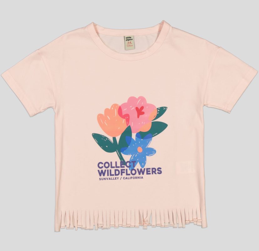 T-SHIRT FILLETTE MANCHE COURTE 100% COTON