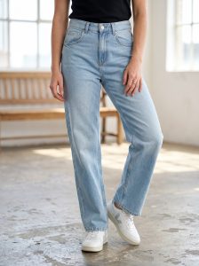 JEAN FEMME TAILLE HAUTECOUPE DROITE LARGE 100% COTON