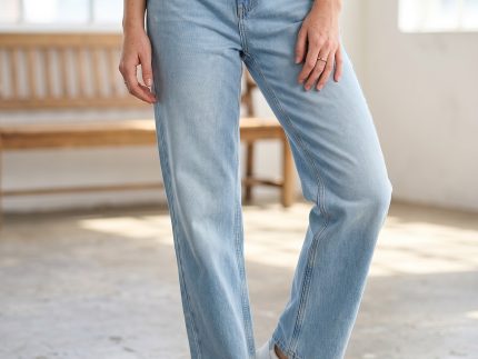 JEAN FEMME TAILLE HAUTECOUPE DROITE LARGE 100% COTON