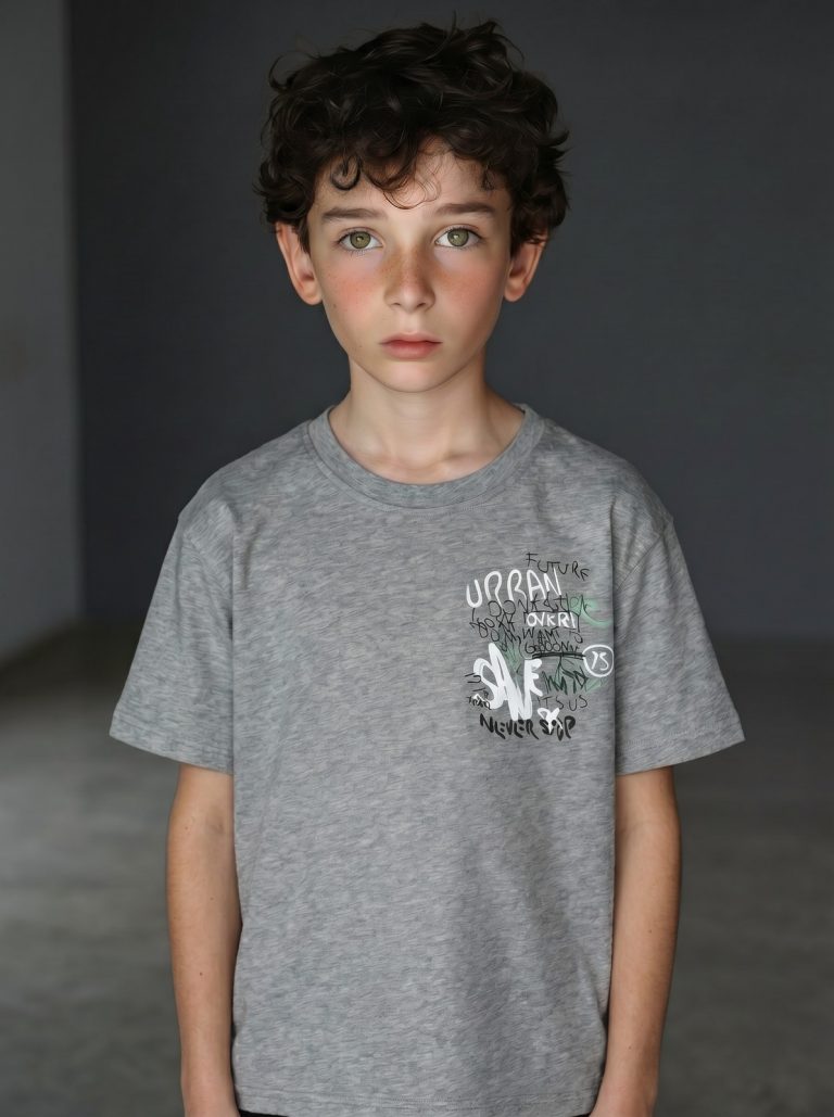T-SHIRT GARCON MANCHE COURTE 100 % COTON