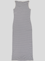 Robe Longue Femme Rayée Marinière – Sans Manches, Fente Latérale – Image 2